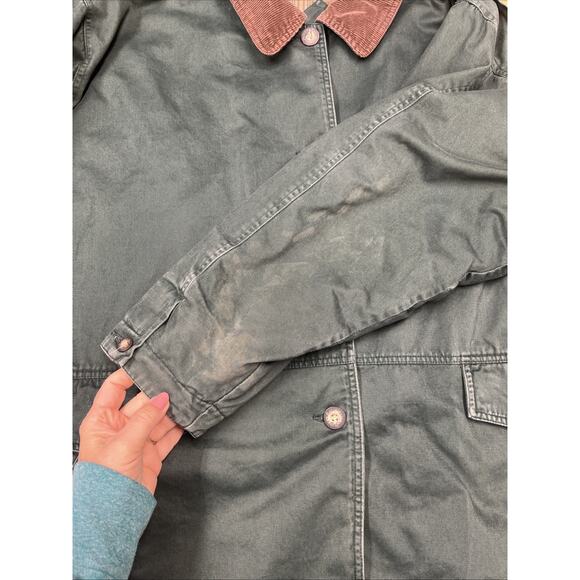 Vtg St. John's Bay Flannel Lined Corduroy Trim Chore Barn Jacket Green Size 3X - Picture 12 of 16